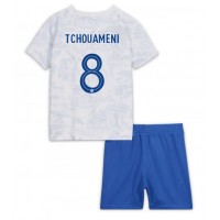 Otroški Nogometni dresi Francija Aurelien Tchouameni #8 Gostujoči SP 2022 Kratek Rokav (+ Kratke hlače)